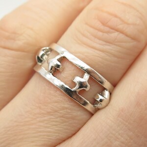 925 Sterling Silver Vintage Cross Design Band Ring Size 7 1/4