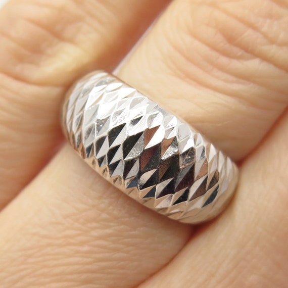 925 Sterling Silver Vintage Checkered Design Ring Size 7 1/4