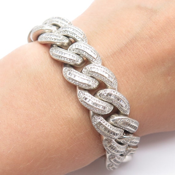 925 Sterling Silver Vintage C Z Heavy Cable Link Bracelet 8.75 - Etsy 925 Sterling Silver Vintage C Z Heavy Cable Link Bracelet 8.75 - Etsy