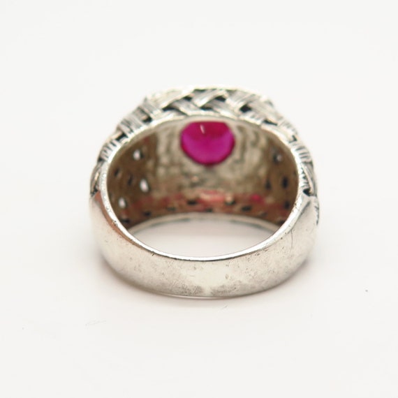 925 Sterling Silver Real Marcasite and Ruby-Tone … - image 4