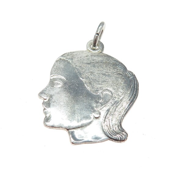 925 Sterling Silver Vintage Pom Pom Girl Profile … - image 4
