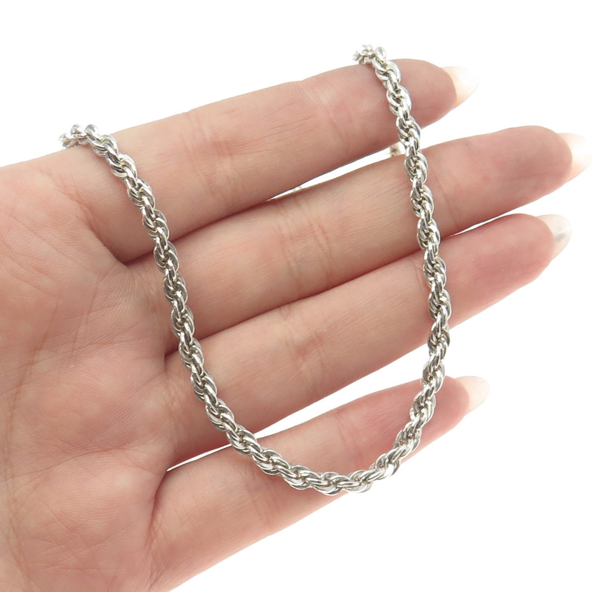 925 Sterling Silver Vintage Twisted Rope Chain Necklace 24