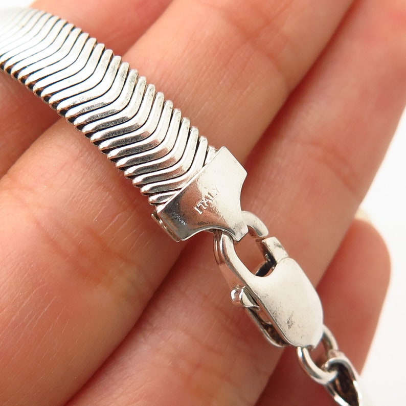 925 Sterling Silver Italy Flat Snake Chain Necklace 18