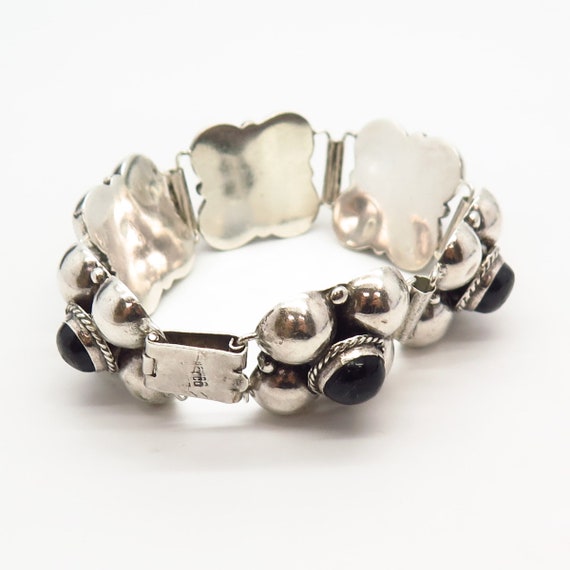 925 Sterling Vintage Mexico Black Onyx Gem Balls Panel Link Bracelet 7 1/4 - Etsy 925 Sterling Vintage Mexico Black Onyx Gem Balls Panel Link Bracelet 7 1/4 - Etsy