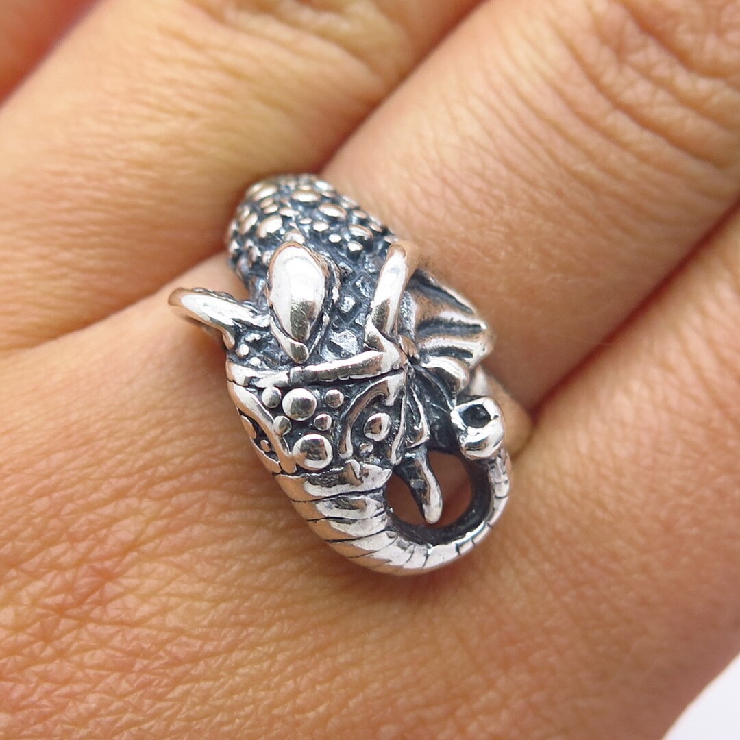 925 Sterling Silver Vintage Elephant for Good Luck Ring Size 3/4 - Main Image