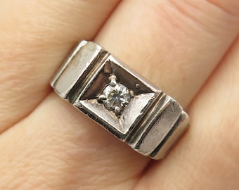 925 Sterling Silver Vintage C Z Modernist Ring Size 8.5 - Etsy
