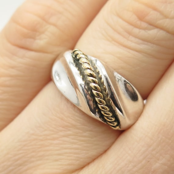 925 Sterling Silver 2-tone Vintage Twisted Ring Size 5 3/4 - Etsy