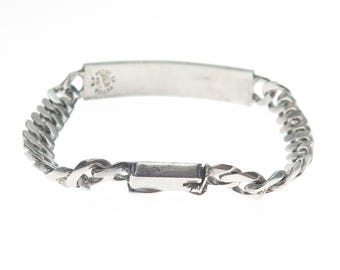 900 Silver Vintage AEP Mexico ID Curb Link Bracelet 7