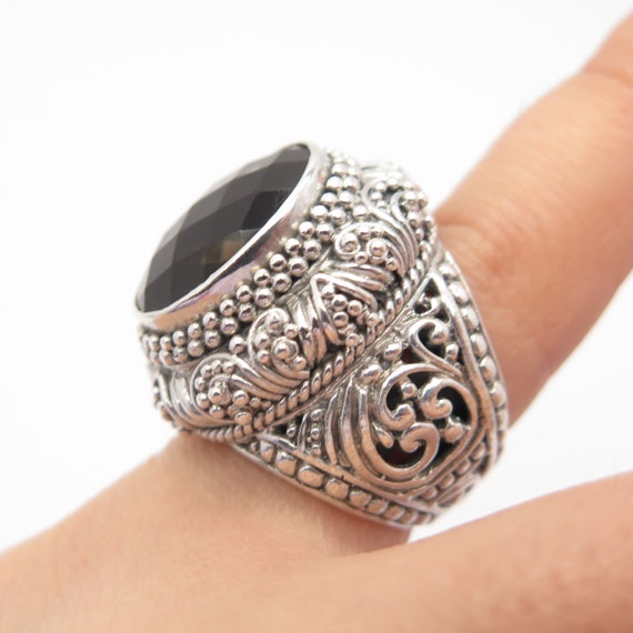 Buy 925 Sterling Silver Vintage Sarda Real Smoky Quartz Ornate