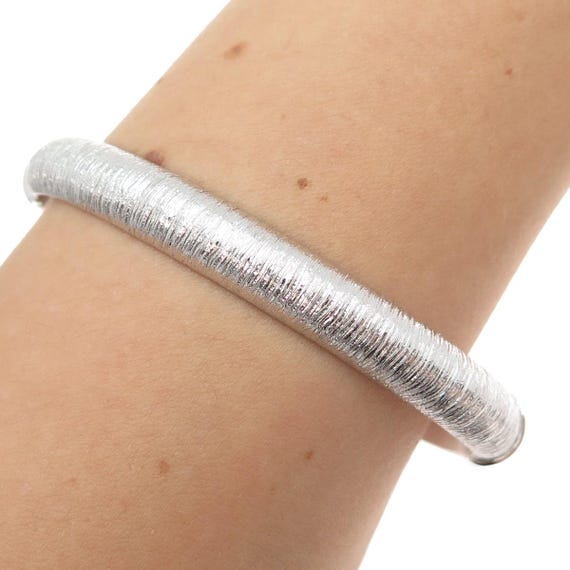 GIOIELLI DI VALENZA Sterling Silver Vintage Italy Modernist Bangle Bracelet 7.5"
