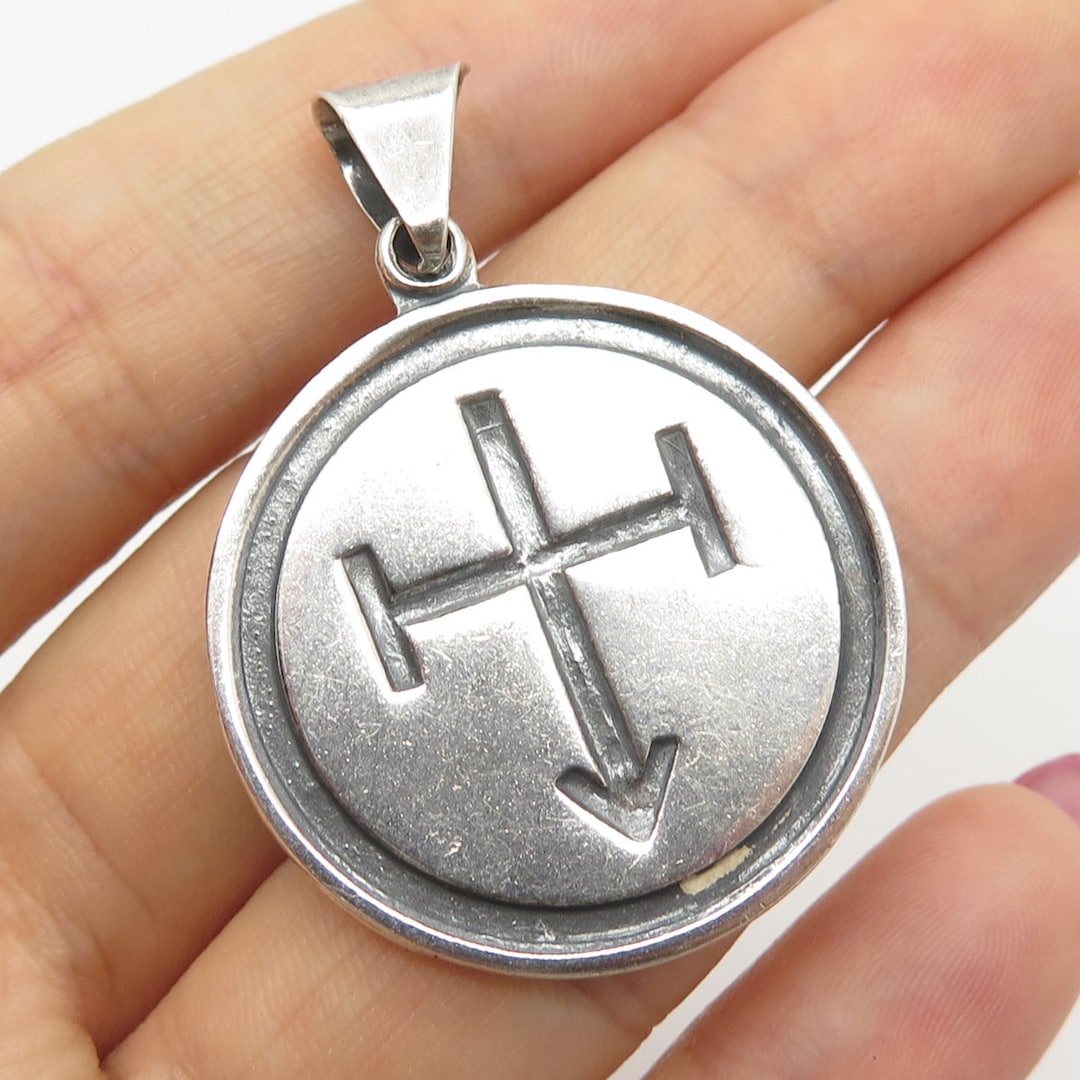 925 Sterling Silver Vintage Mexico Cross / Arrow Pendant - Etsy