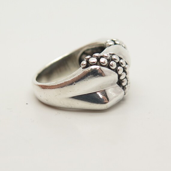 925 Sterling Silver Vintage Bead Design Ring Size… - image 6