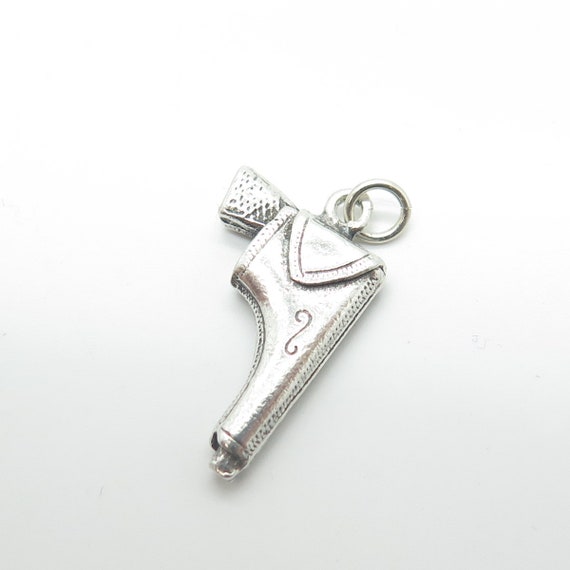 925 Sterling Silver Vintage Gun 3D Charm Pendant - image 6