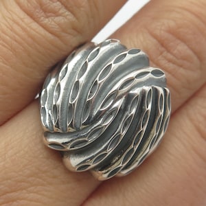 925 Sterling Silver Vintage Carved Wide Ring Size 7.75