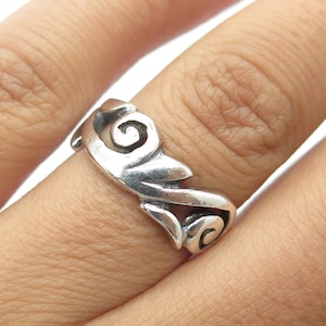 925 Sterling Silver Vintage Swirl Spiral Band Ring Size 7