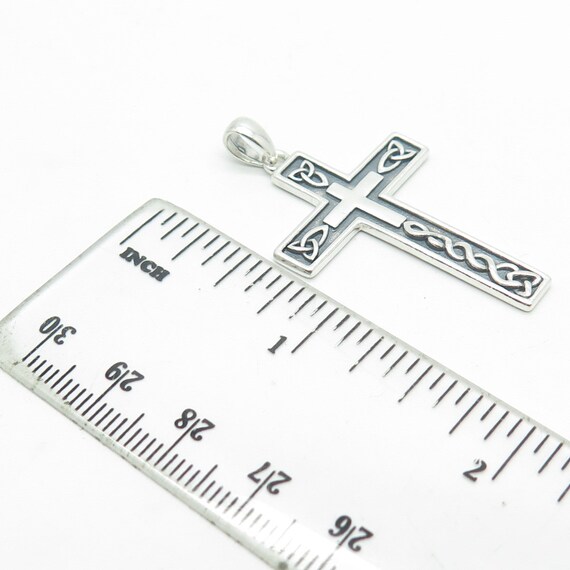 925 Sterling Silver Vintage Celtic Cross Pendant - image 3