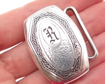 HICKOK 925 Sterling Silver Antique Art Deco Monogram Belt Buckle