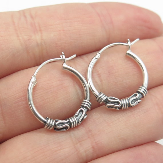 HAN 925 Sterling Silver Roped Hoop Earrings - image 2