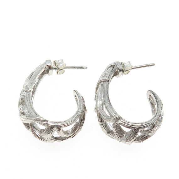 ARIVA 925 Sterling Silver Vintage Ornate Hoop Earrings View 4