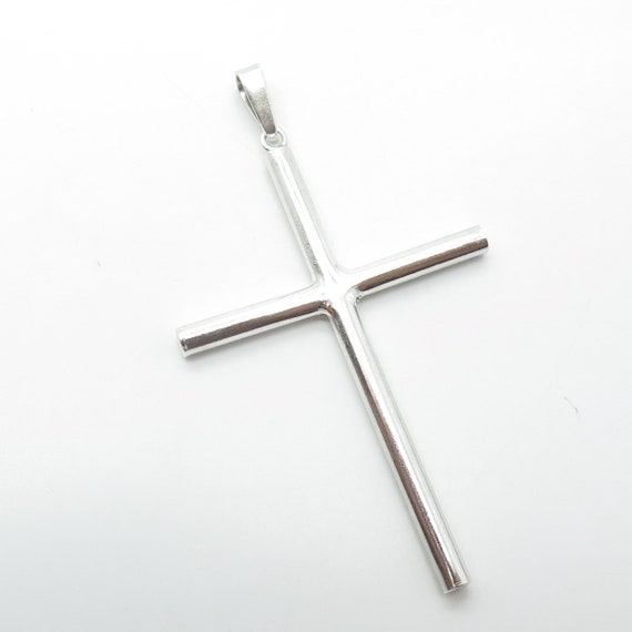 925 Sterling Silver Vintage Classic Cross Pendant - image 4