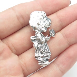 PRECIOUS MOMENTS Sterling Silver Vintage Collectable Baby Girl Butterfly Brooch