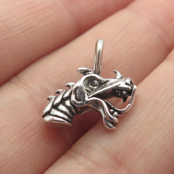 925 Sterling Silver Vintage Dragon Head Minimalis… - image 1