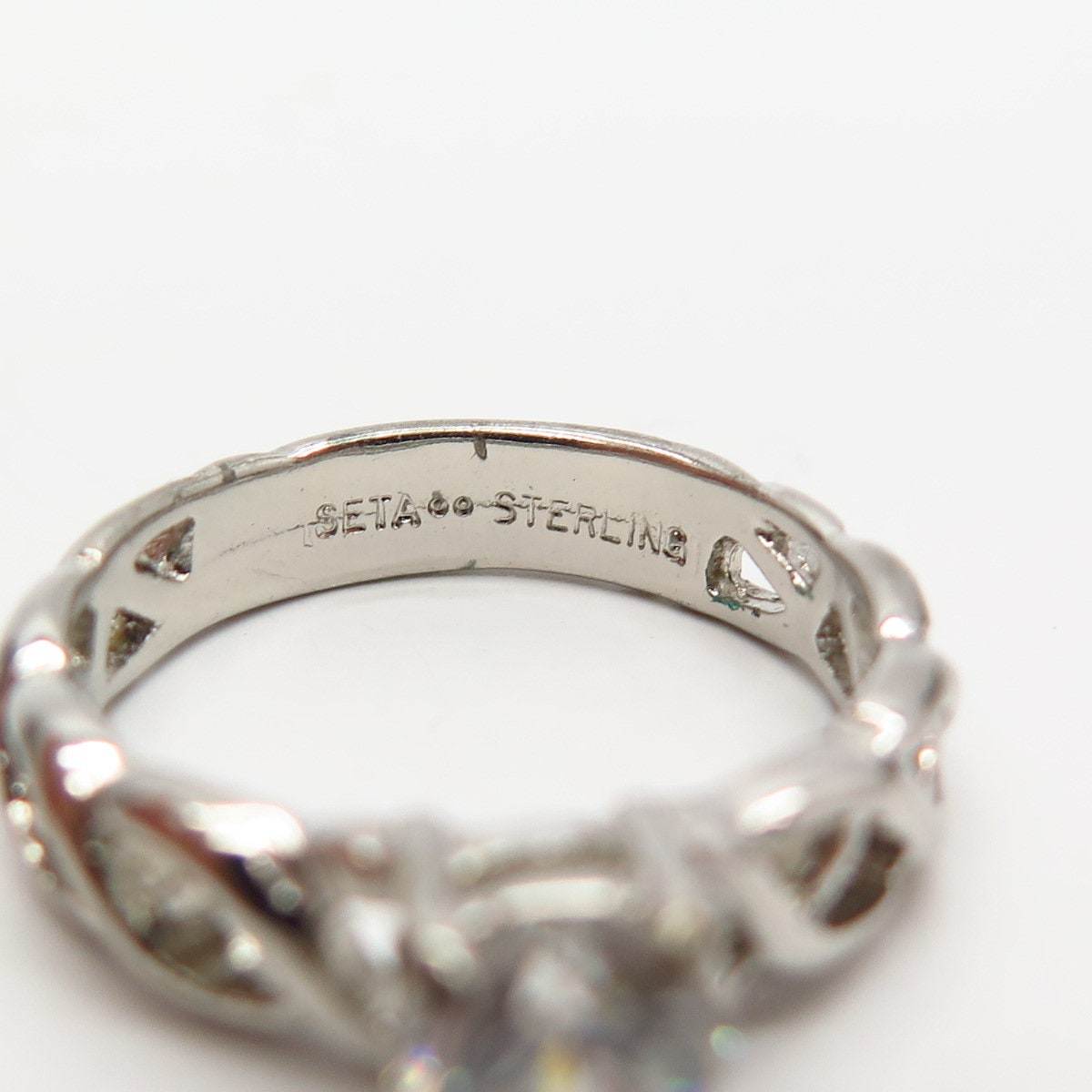 925 Sterling Silver Vintage SETA C Z Braided Design Ring