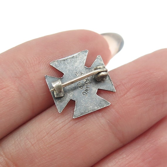 925 Sterling Silver Antique Art Deco Cross Pin Br… - image 2