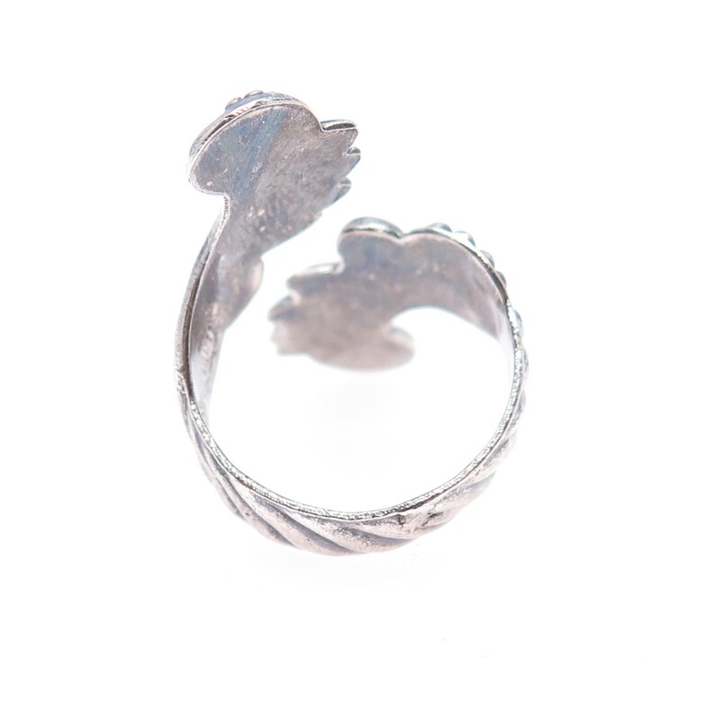 925 Sterling Silver Vintage Mexico Angel Wings Adjustable Oxidized Ring Size 9 image 5