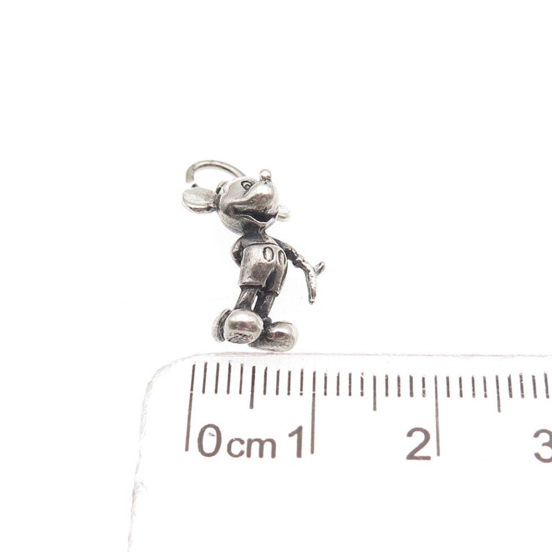 925 Sterling Silver Vintage Mickey Mouse Oxidized 3D Mini Charm Pendant image 4
