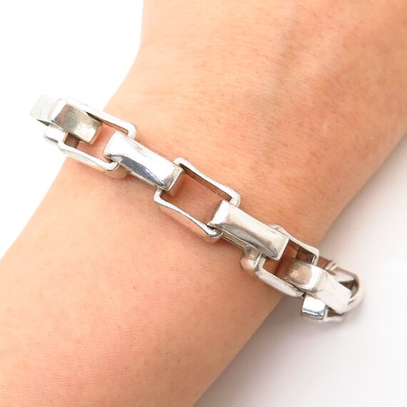 925 Sterling Silver Square Link Chain Bracelet Si… - image 1