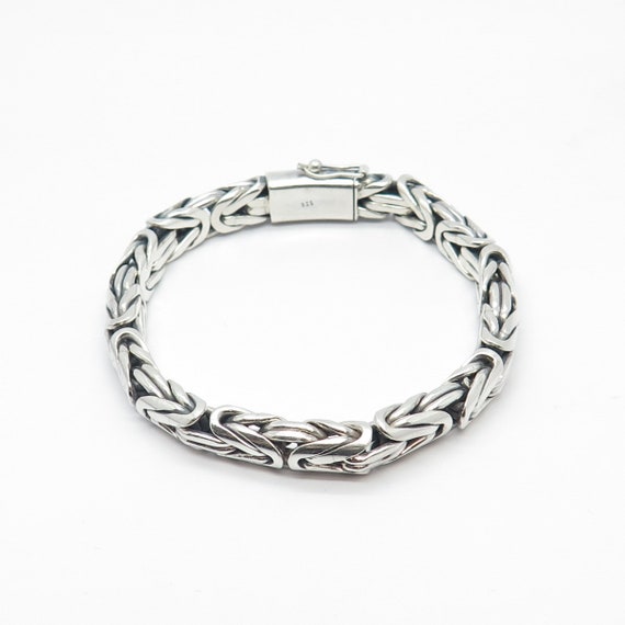 925 Sterling Silver Vintage Byzantine Link Bracel… - image 3