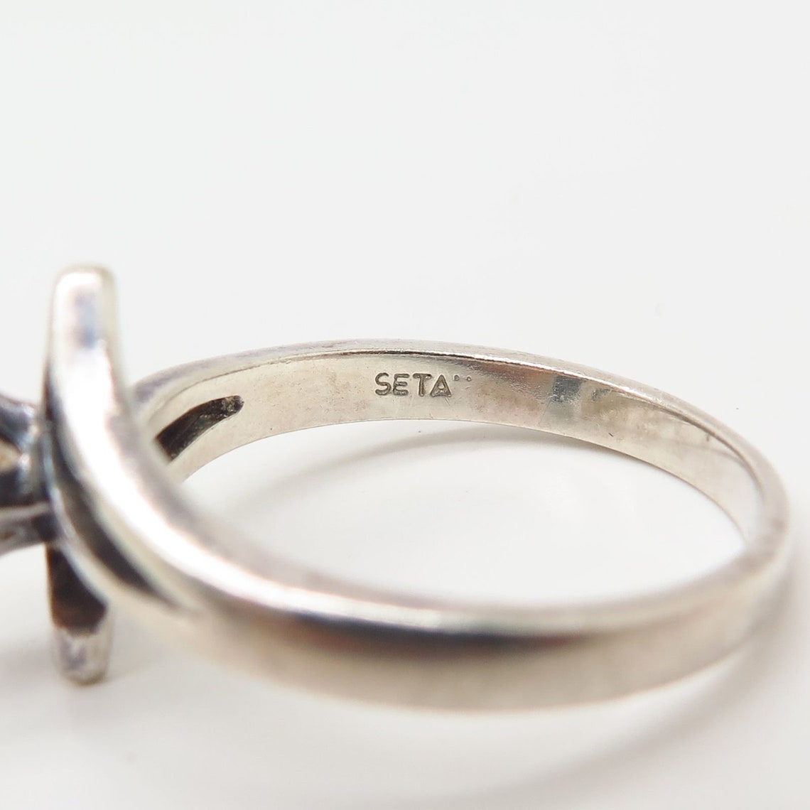 925 Sterling Silver SETA C Z Crossover Design Engagement Ring Etsy