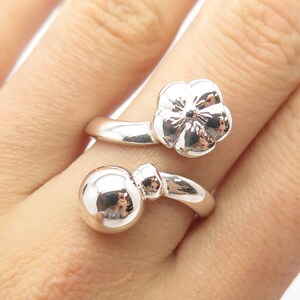 925 Sterling Silver Vintage Floral Overlap Ring Size 8 1/4