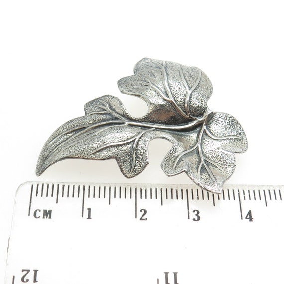 BEAU 925 Sterling Silver Vintage Leaf Pin Brooch - image 3