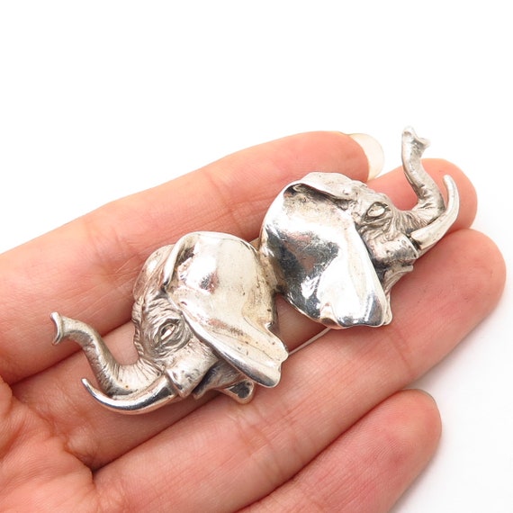 925 Sterling Silver Vintage 2 Elephant Heads For G