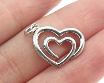 925 Sterling Silver Vintage Spiral Heart Charm Pendant