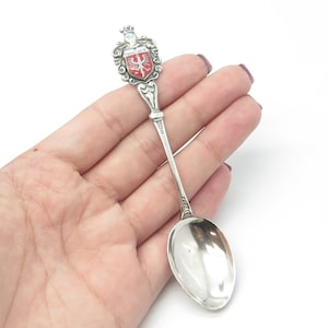 FRITZ REU and CO. 800 Silver Vintage Enamel Frankfurt Germany Coffee Spoon