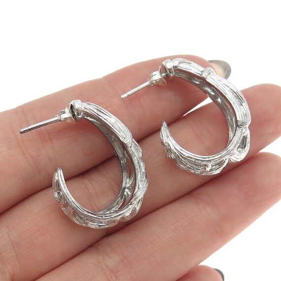 ARIVA 925 Sterling Silver Vintage Ornate Hoop Earrings View 2