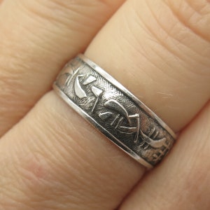 925 Sterling Silver Vintage Tribal Adjustable Band Ring Size 8.5