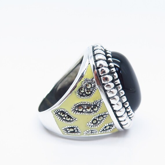 925 Sterling Silver Vintage Black Onyx and Marcas… - image 4