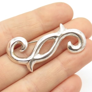 925 Sterling Silver Vintage Swirl Pin Brooch