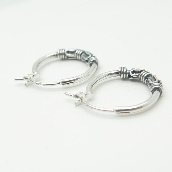 HAN 925 Sterling Silver Roped Hoop Earrings - image 6