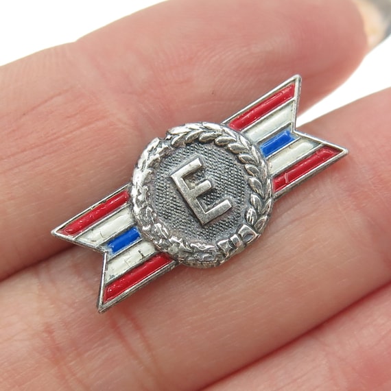 925 Sterling Silver Antique WWII Enamel Army-Navy… - image 1
