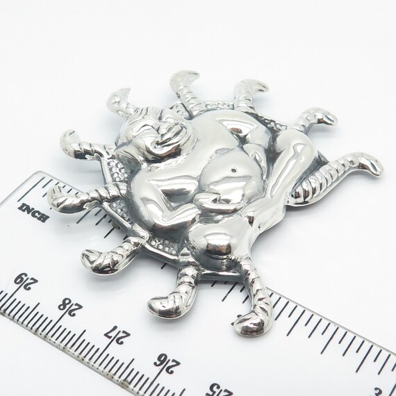 925 Sterling Silver Vintage Sitting Buddah & Snakes Pin Brooch View 3