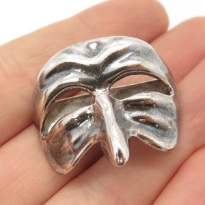 925 Sterling Silver Vintage Mexico Mask Design Pin Brooch