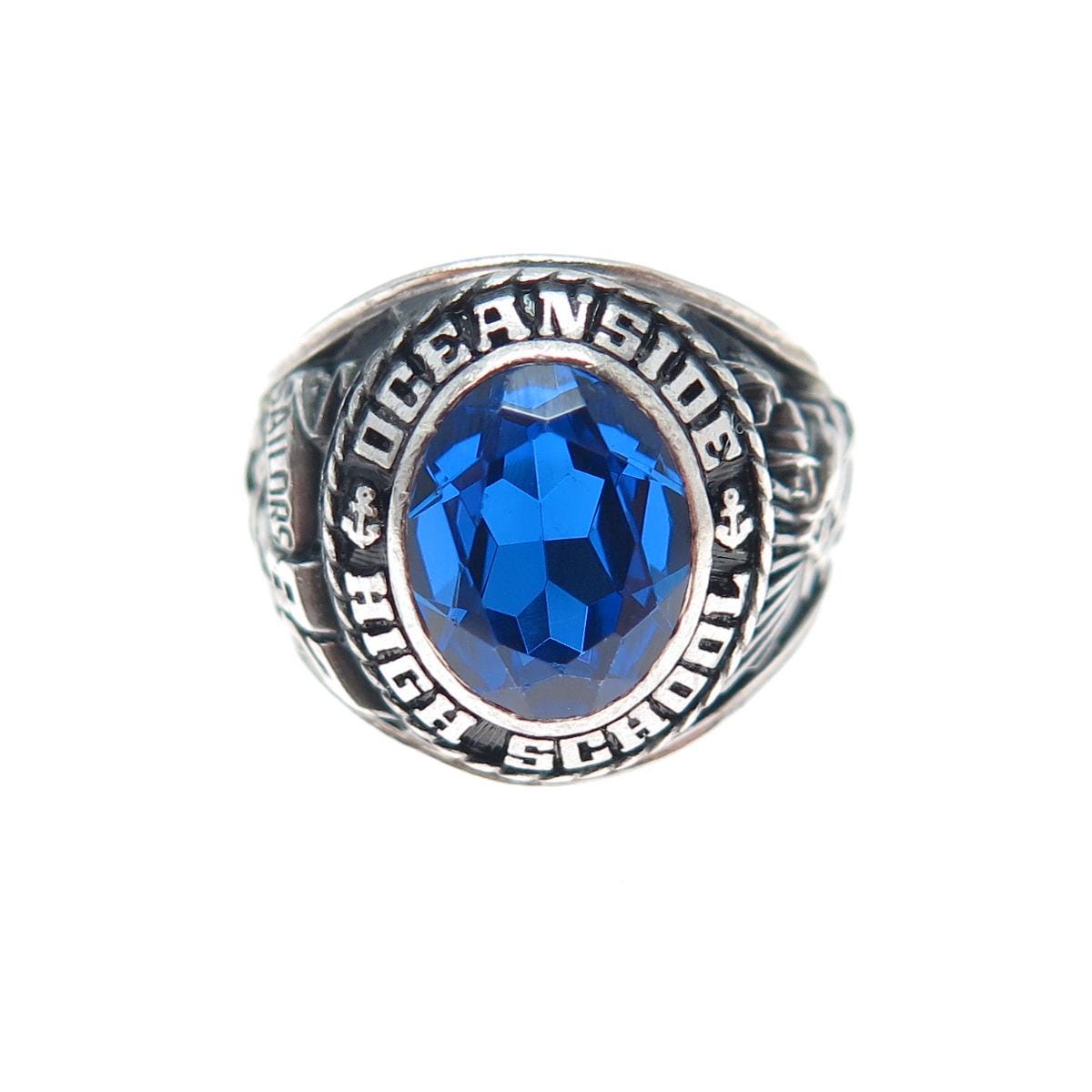 JOSTEN'S Sterling Vintage 1982 Lab-sapphire Oceanside High School