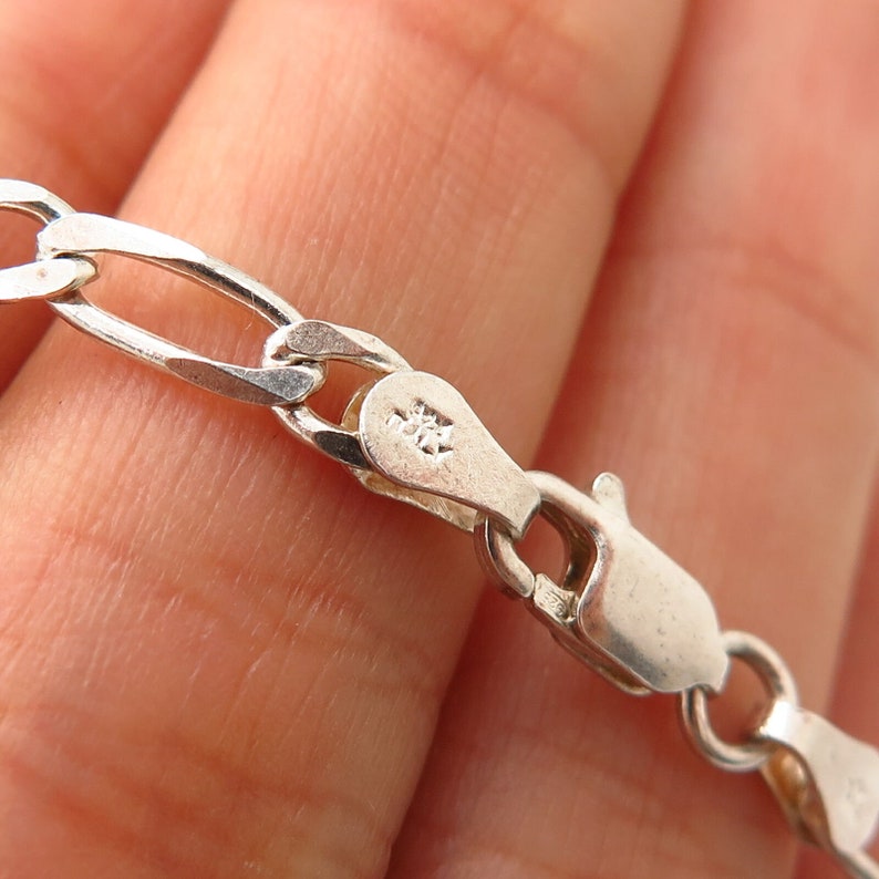 925 Sterling Silver Italy Figaro Chain Necklace 20