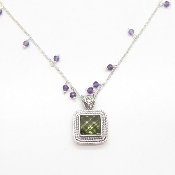 925 Sterling Silver Vintage Israel Peridot Amethy… - image 4