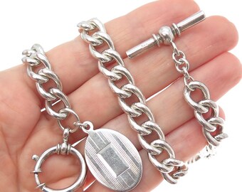RALPH LAUREN 925 Sterling Silver Vintage Pocket Watch Fob Chain 16